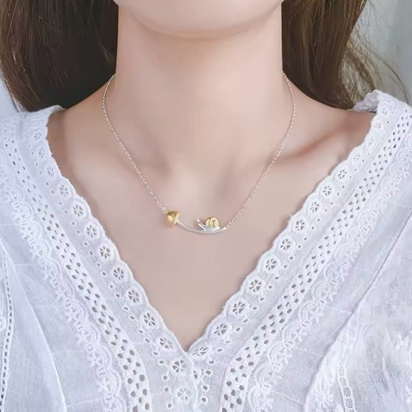 Gold and Silver Snail Pendant Necklace - Picture 4 of 5
